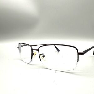 Van Heusen H189 BRN Mens Rectangular Semi Rimless Eyeglass Frames 57-17-145